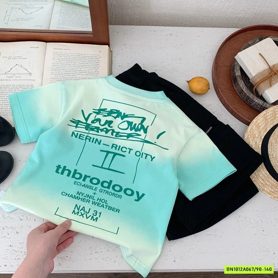 ÁO THUN XANH LOANG IN CHỮ