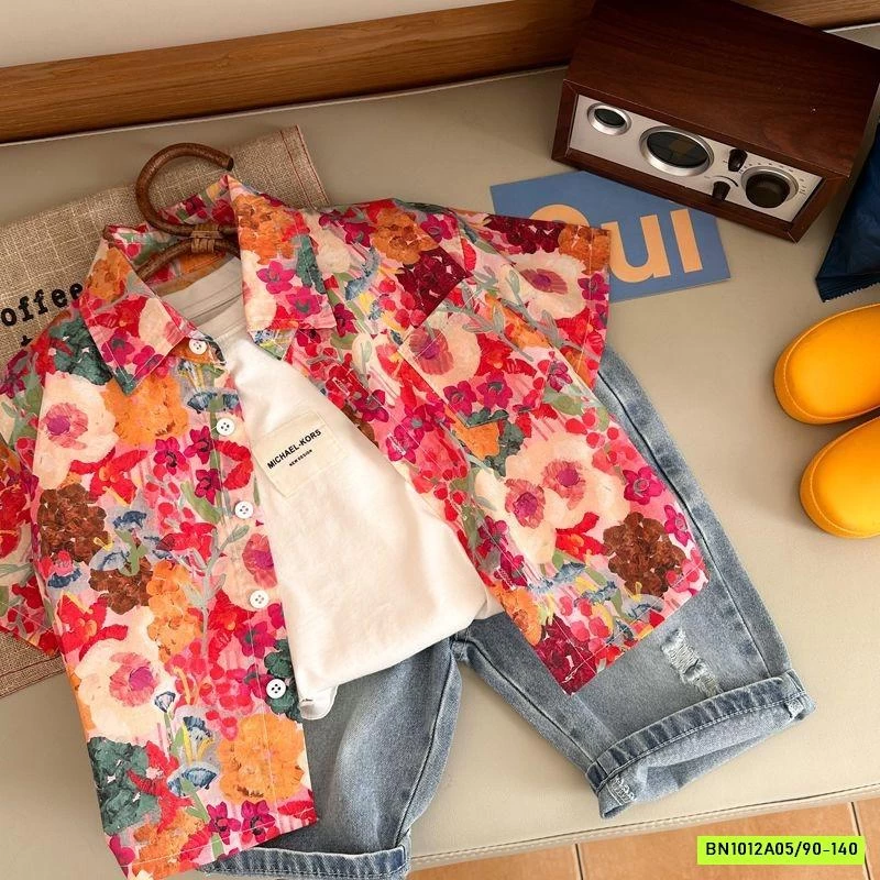 SƠ MI HOA NGẮN TAY