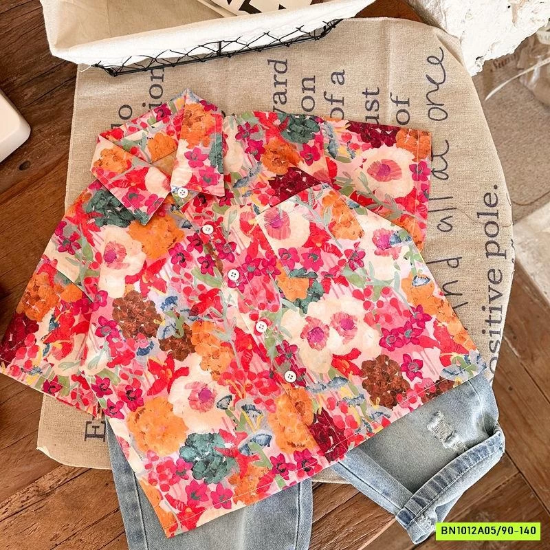 SƠ MI HOA NGẮN TAY