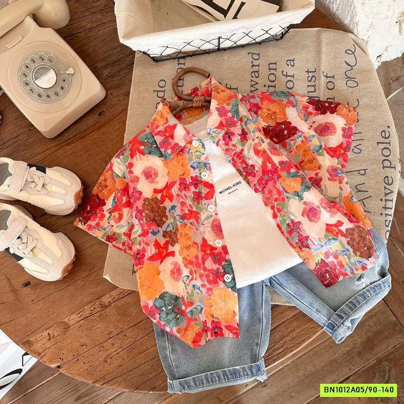 SƠ MI HOA NGẮN TAY