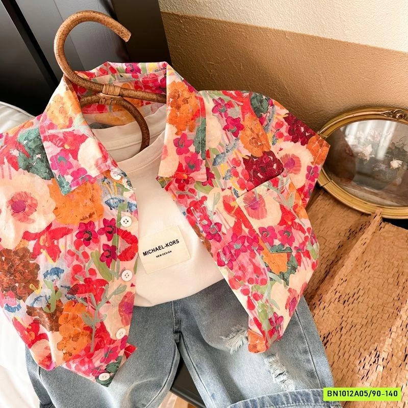 SƠ MI HOA NGẮN TAY