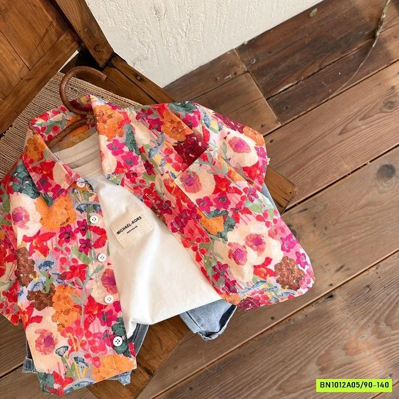 SƠ MI HOA NGẮN TAY