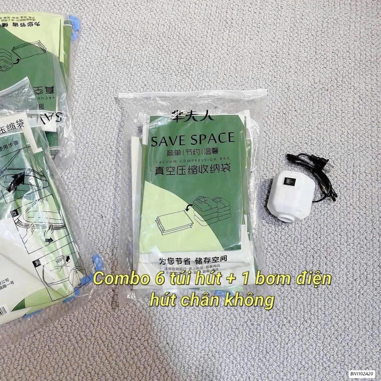 COMBO HÚT CHÂN KHÔNG 6 TÚI + 1 BƠM ĐIỆN