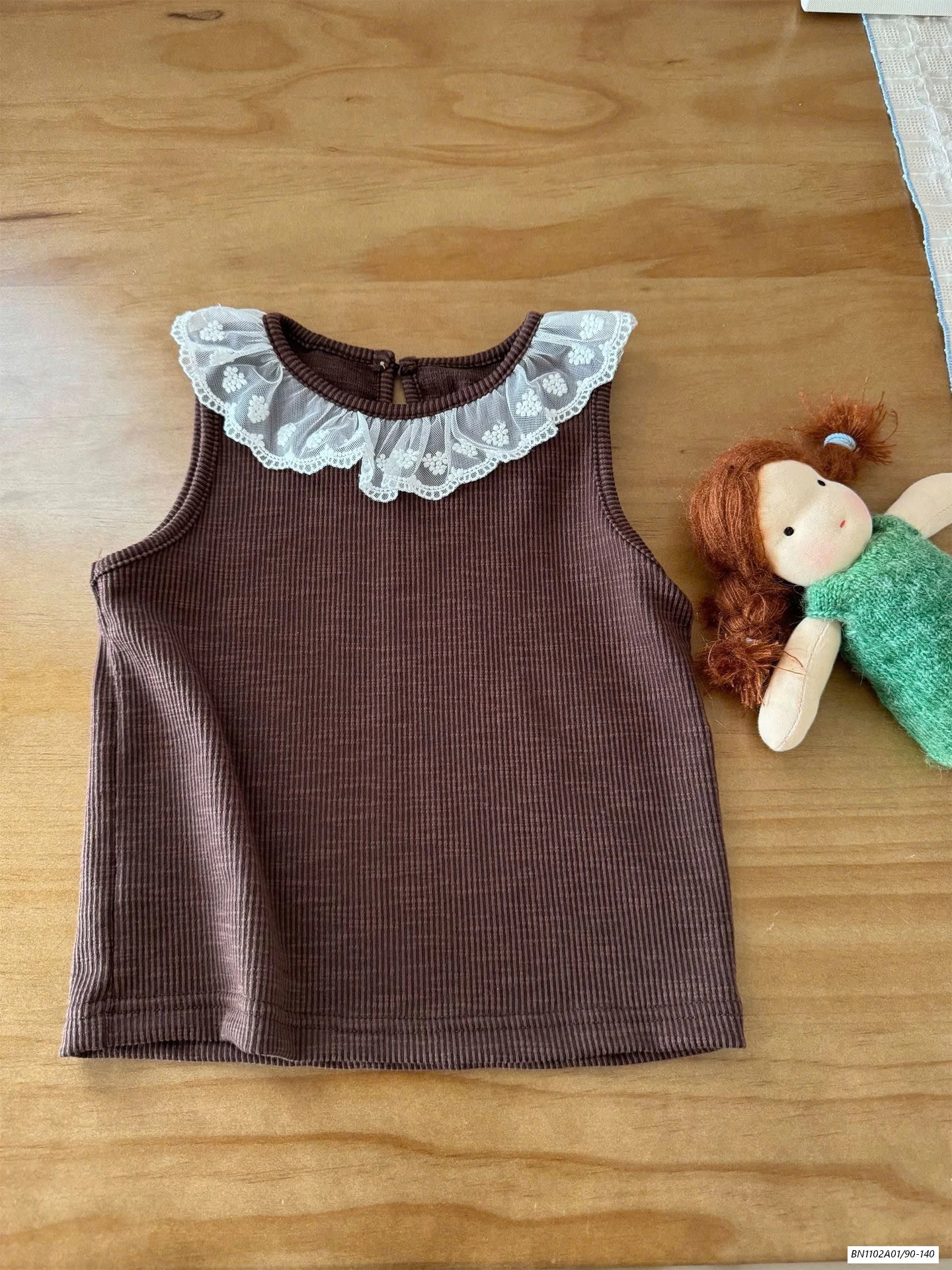 SÉT ÁO GÂN CỔ REN MIX JEANS SUÔNG