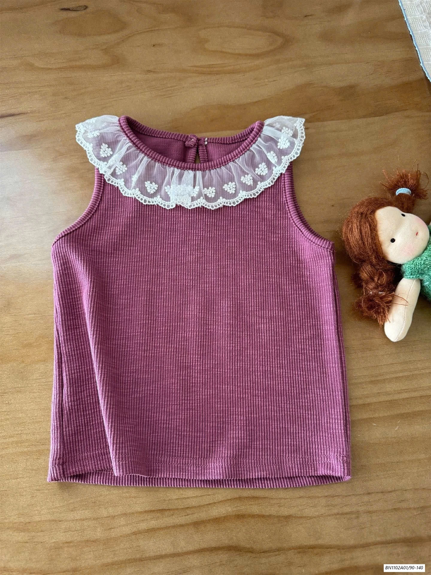 SÉT ÁO GÂN CỔ REN MIX JEANS SUÔNG