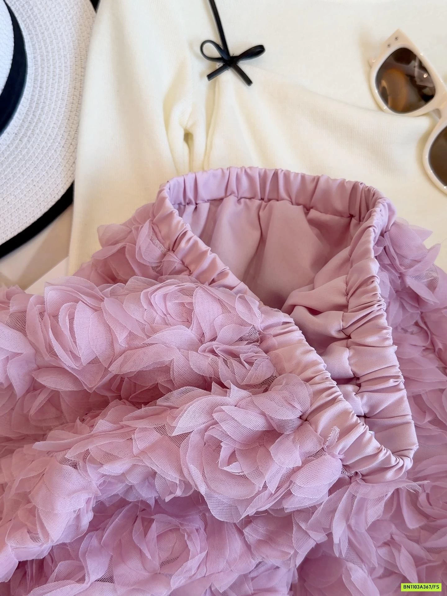 CHÂN VÁY XÒE HOA HỒNG 3D