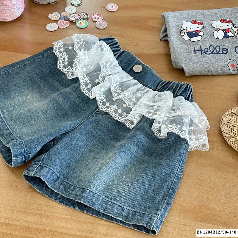 SET ÁO HELLO KITTY + SHORT JEAN PHỐI REN NINGLI