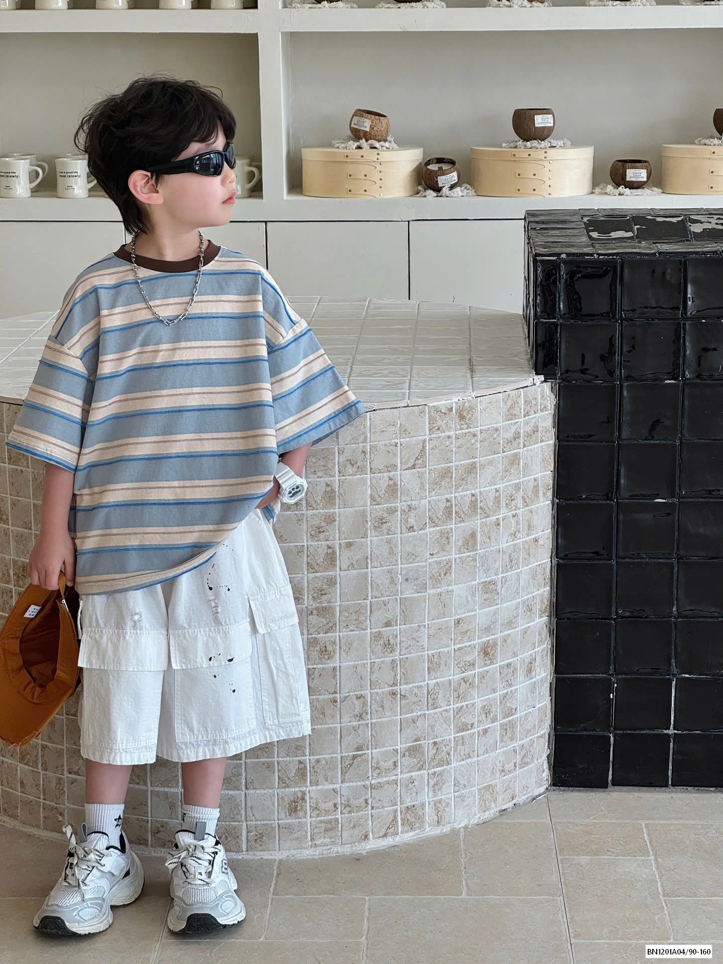 ÁO KẺ MIX SHORT VẢY SƠN