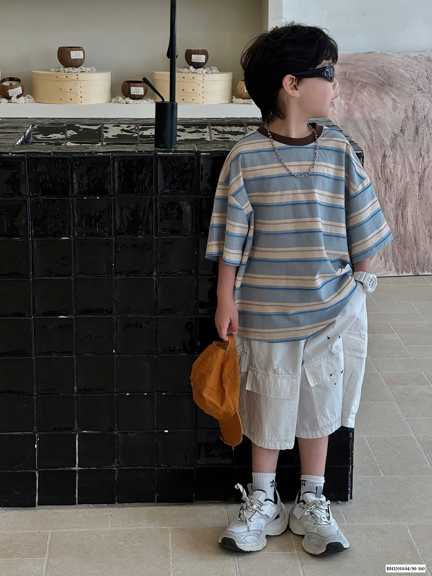 ÁO KẺ MIX SHORT VẢY SƠN