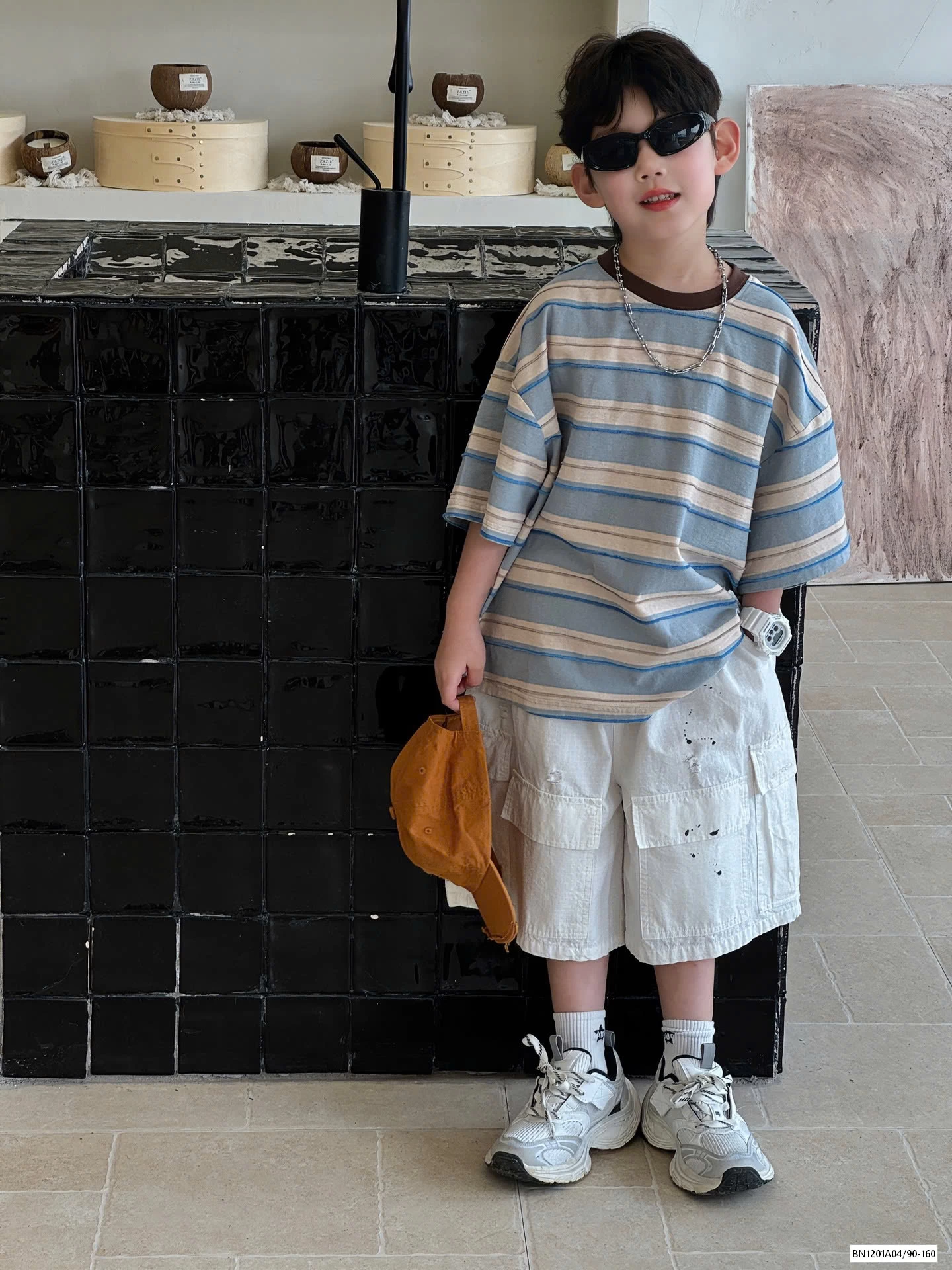 ÁO KẺ MIX SHORT VẢY SƠN