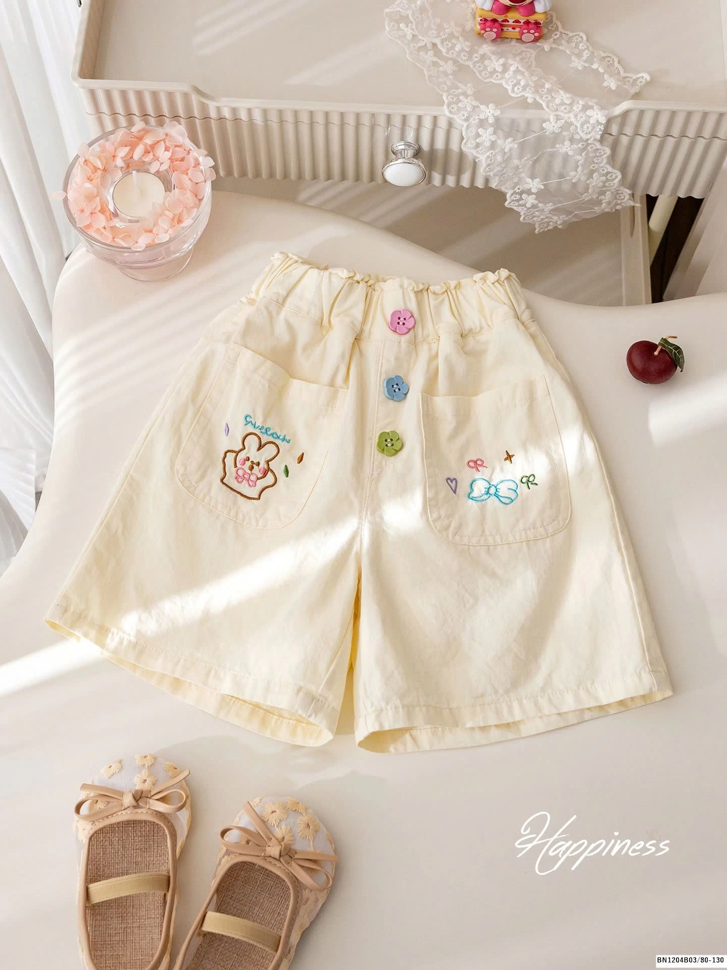 QUẦN SHORT CÚC MÀU TÚI THÊU THỎ