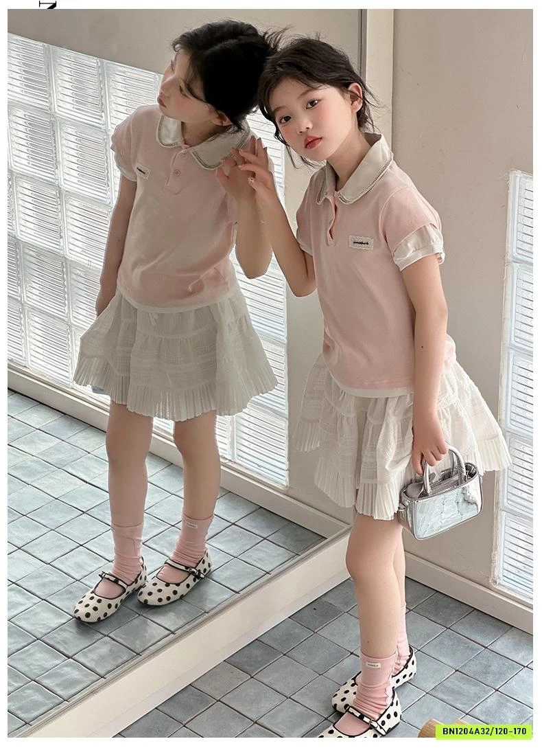 POLO HỒNG MIX CV TRẮNG