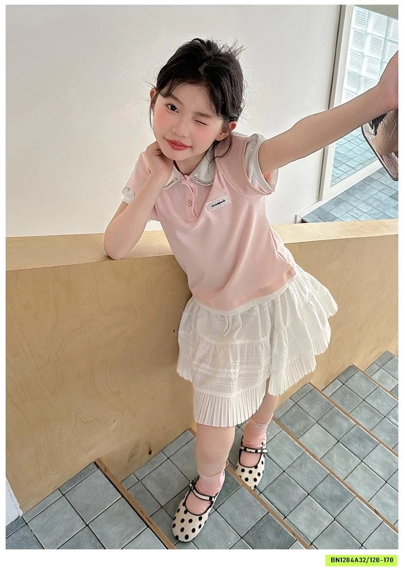 POLO HỒNG MIX CV TRẮNG