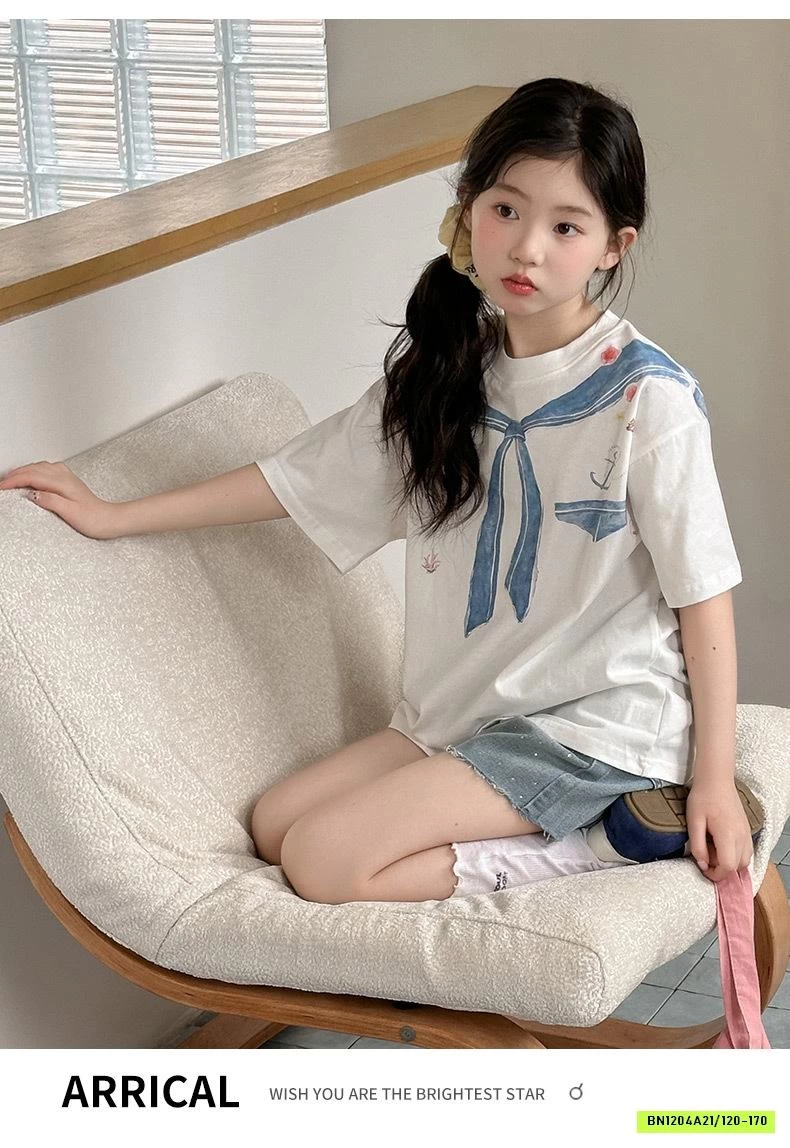 ÁO IN HÌNH KHĂN MIX SHORT JEANS GẮN ĐÁ