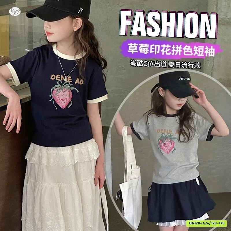 ÁO THUN DÂU TÂY PHỐI VIỀN TAY