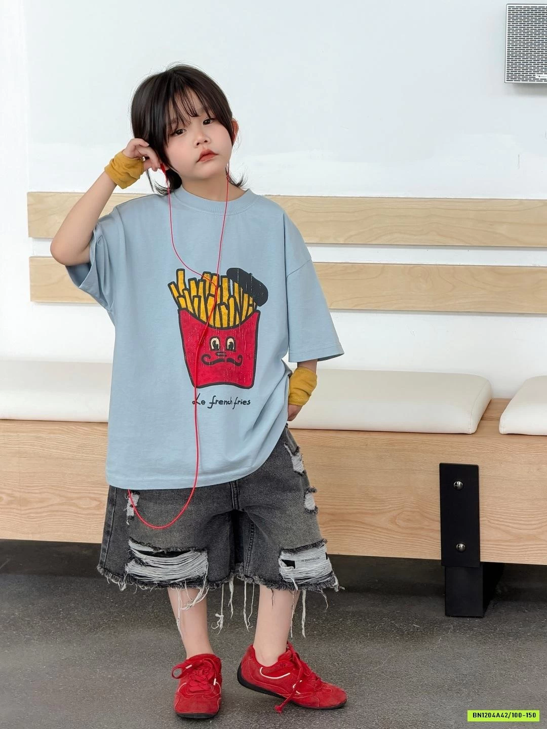 ÁO KHOAI TÂY MIX SHORT JEANS RÁCH