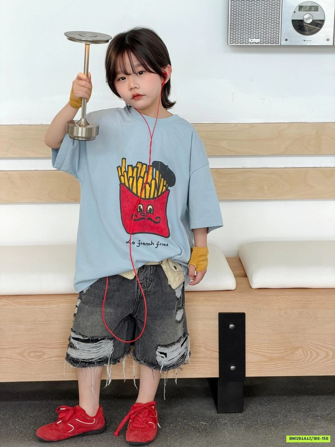 ÁO KHOAI TÂY MIX SHORT JEANS RÁCH