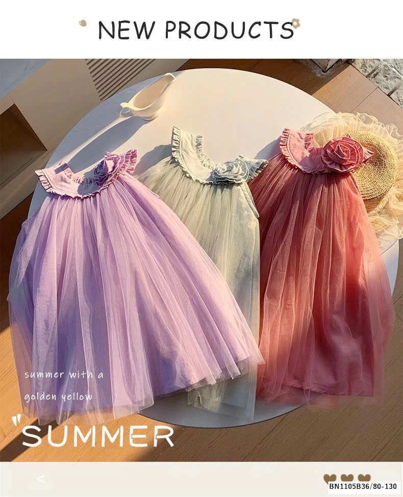 VÁY CÔNG CHÚA CỔ BÈO HOA NỔI BG