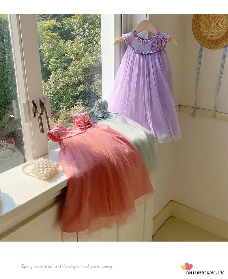 VÁY CÔNG CHÚA CỔ BÈO HOA NỔI BG