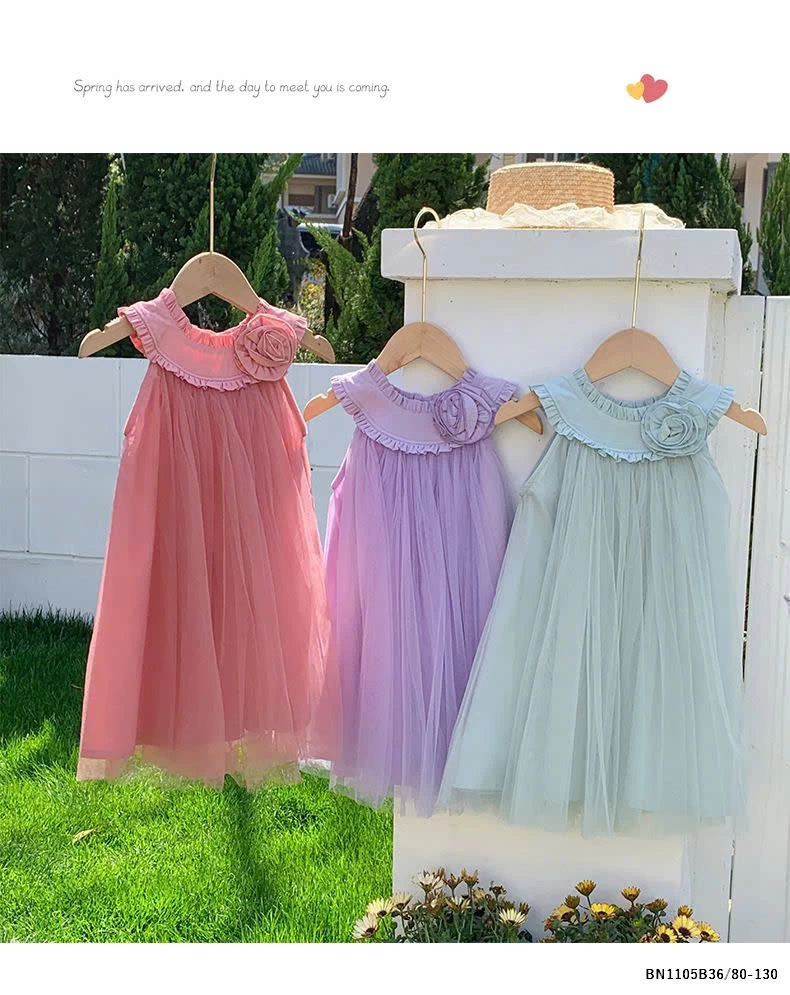 VÁY CÔNG CHÚA CỔ BÈO HOA NỔI BG