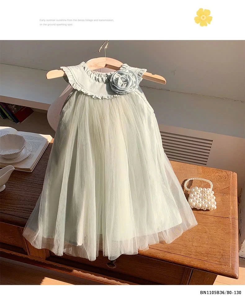 VÁY CÔNG CHÚA CỔ BÈO HOA NỔI BG