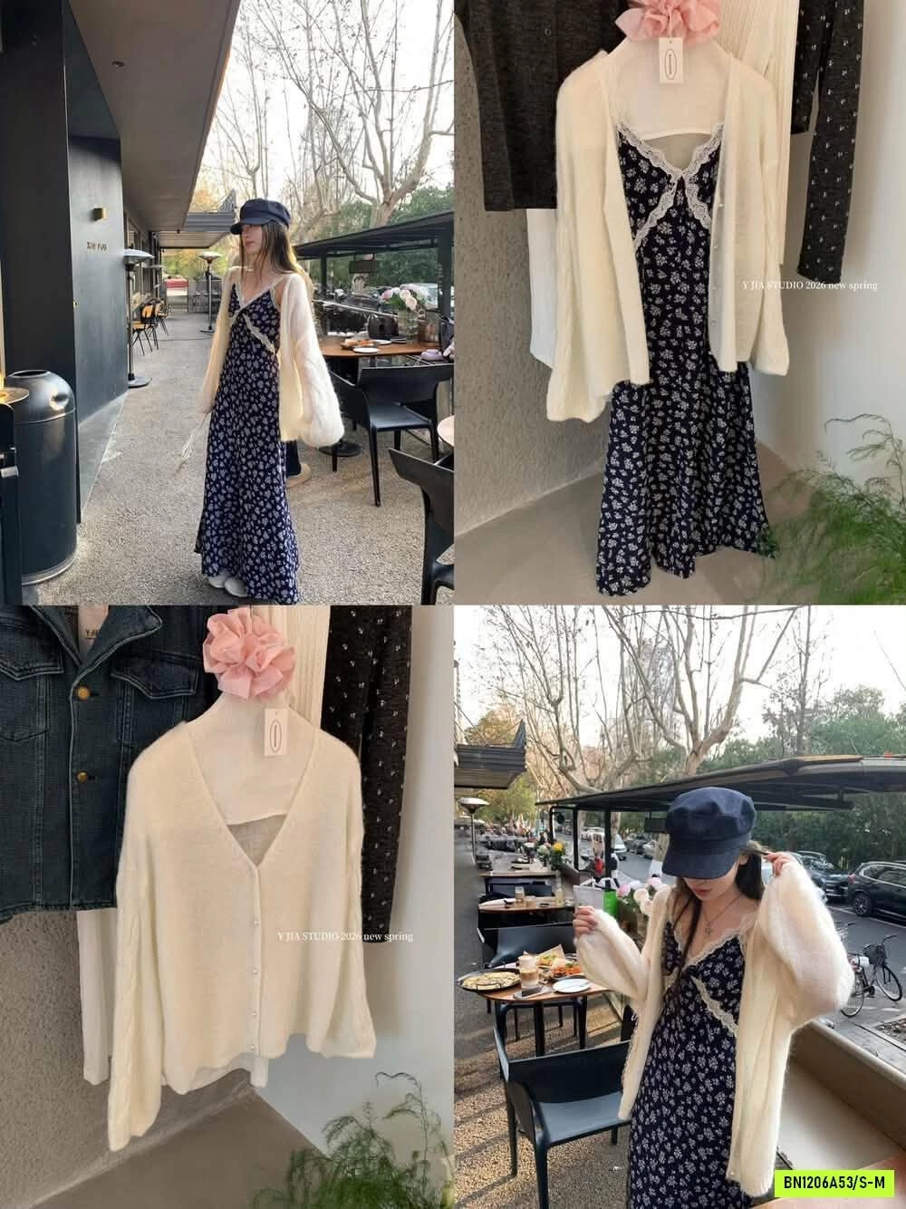 SÉT VÁY HOA 2 DÂY + CARDIGAN