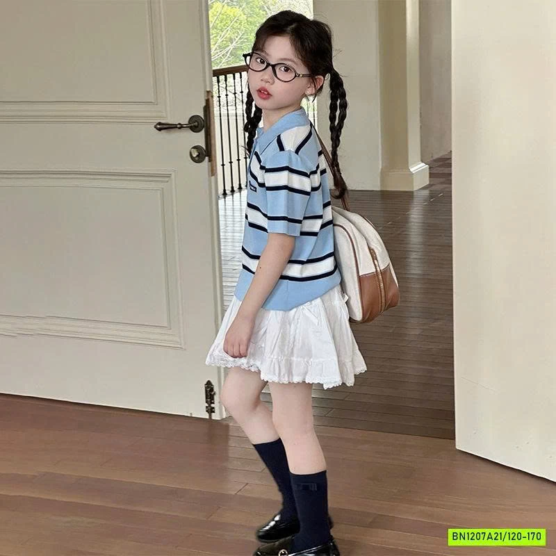 POLO MONTOGHI KẺ MIX CV TRẮNG