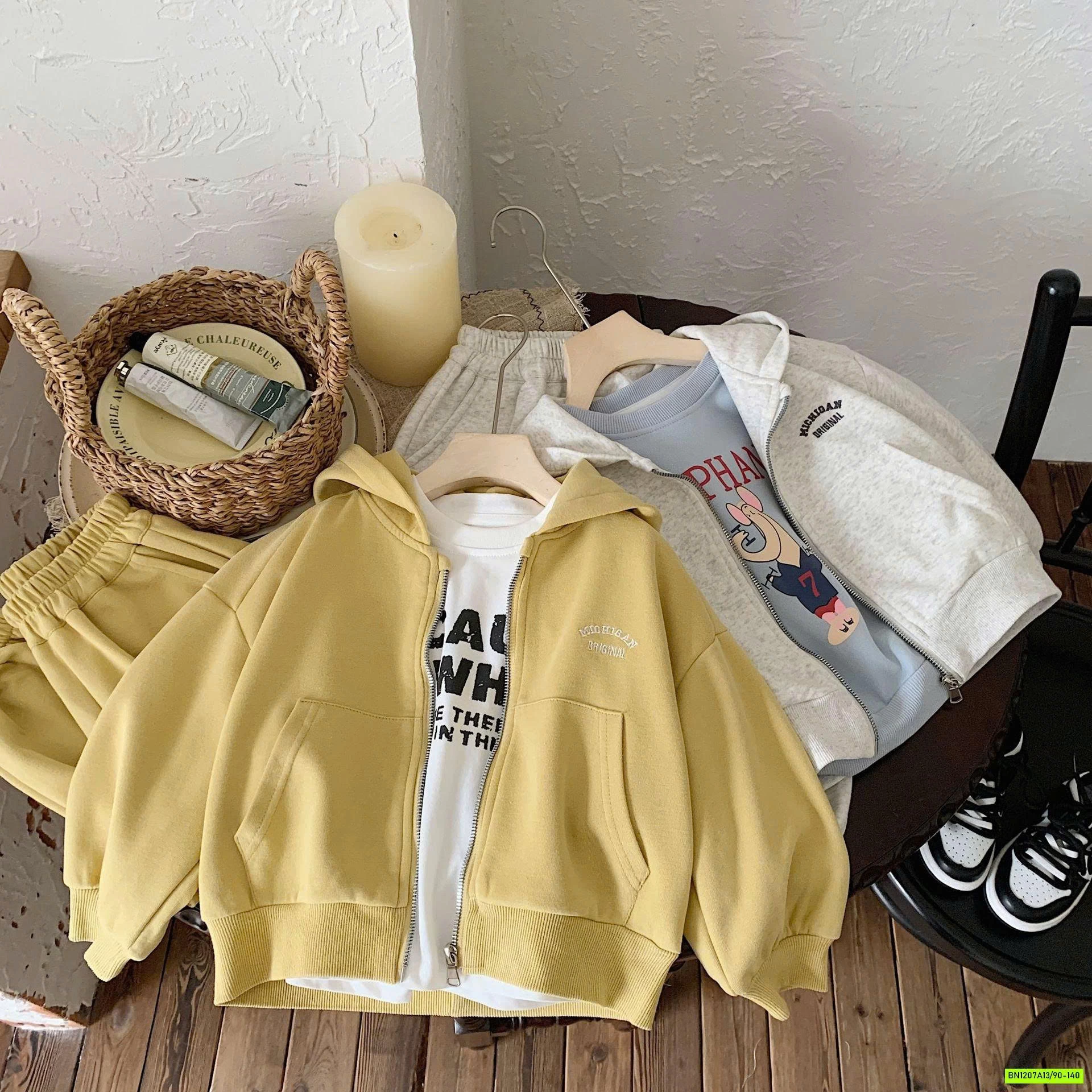 BỘ NỈ ÁO KHOÁC LIỀN MŨ