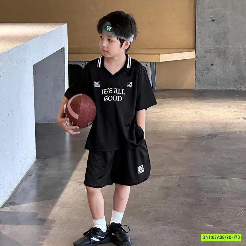 BỘ THỂ THAO BÓNG ĐÁ ĐEN 25E118 AMBB