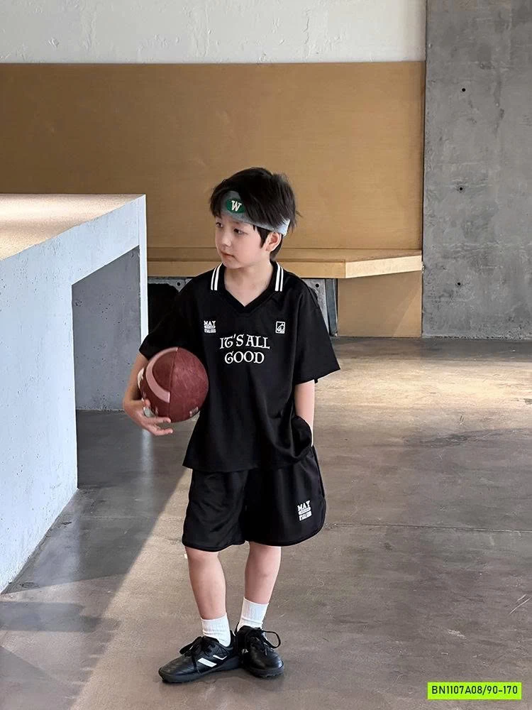 BỘ THỂ THAO BÓNG ĐÁ ĐEN 25E118 AMBB