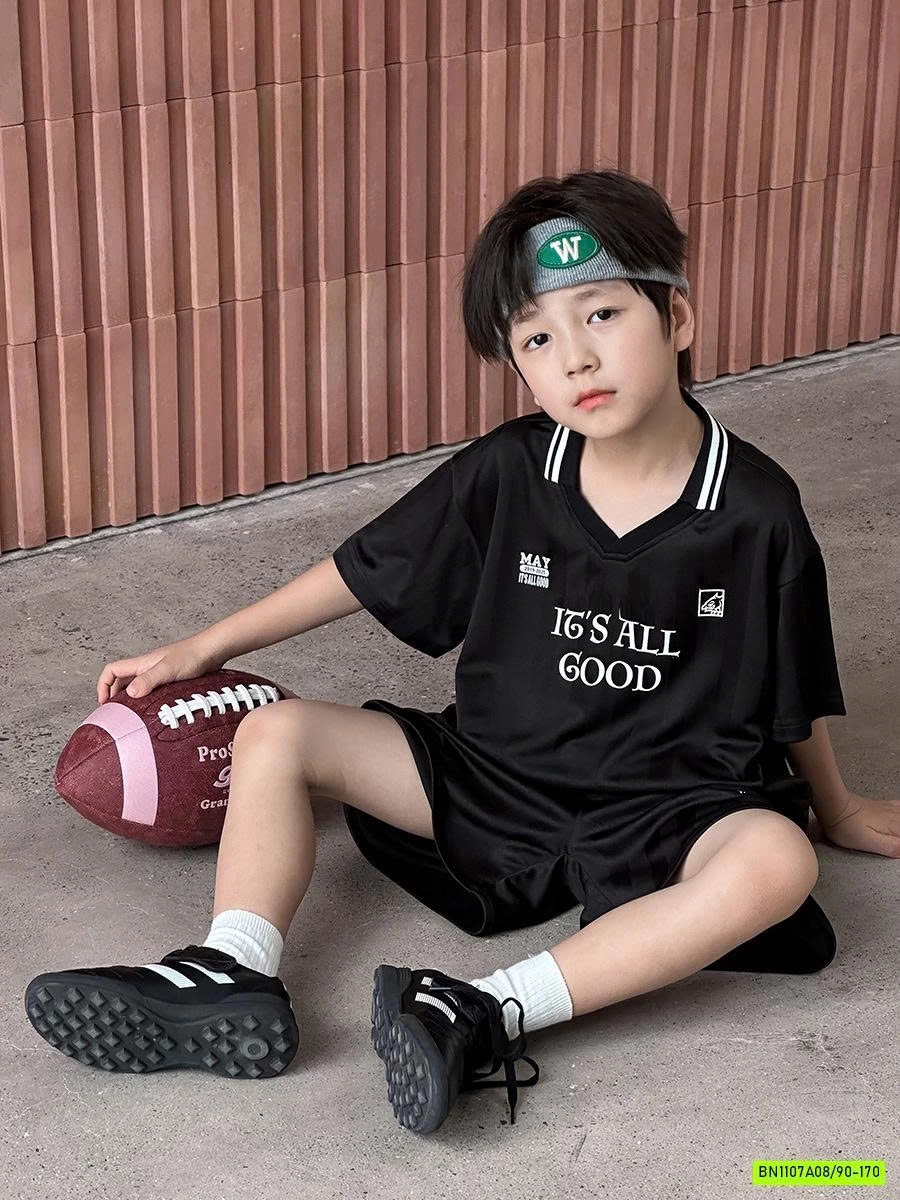 BỘ THỂ THAO BÓNG ĐÁ ĐEN 25E118 AMBB