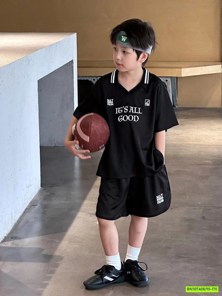 BỘ THỂ THAO BÓNG ĐÁ ĐEN 25E118 AMBB