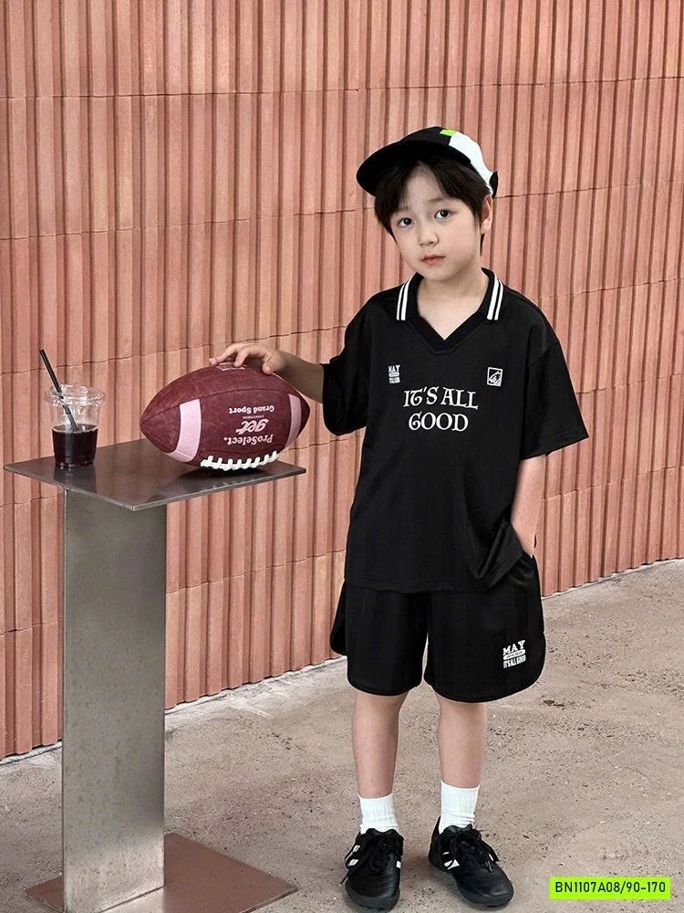 BỘ THỂ THAO BÓNG ĐÁ ĐEN 25E118 AMBB