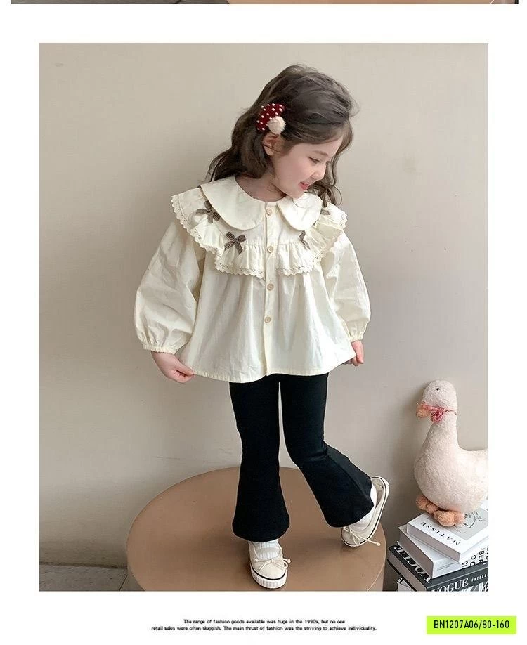 ÁO SƠ MI CỔ SEN ĐÍNH NƠ BG