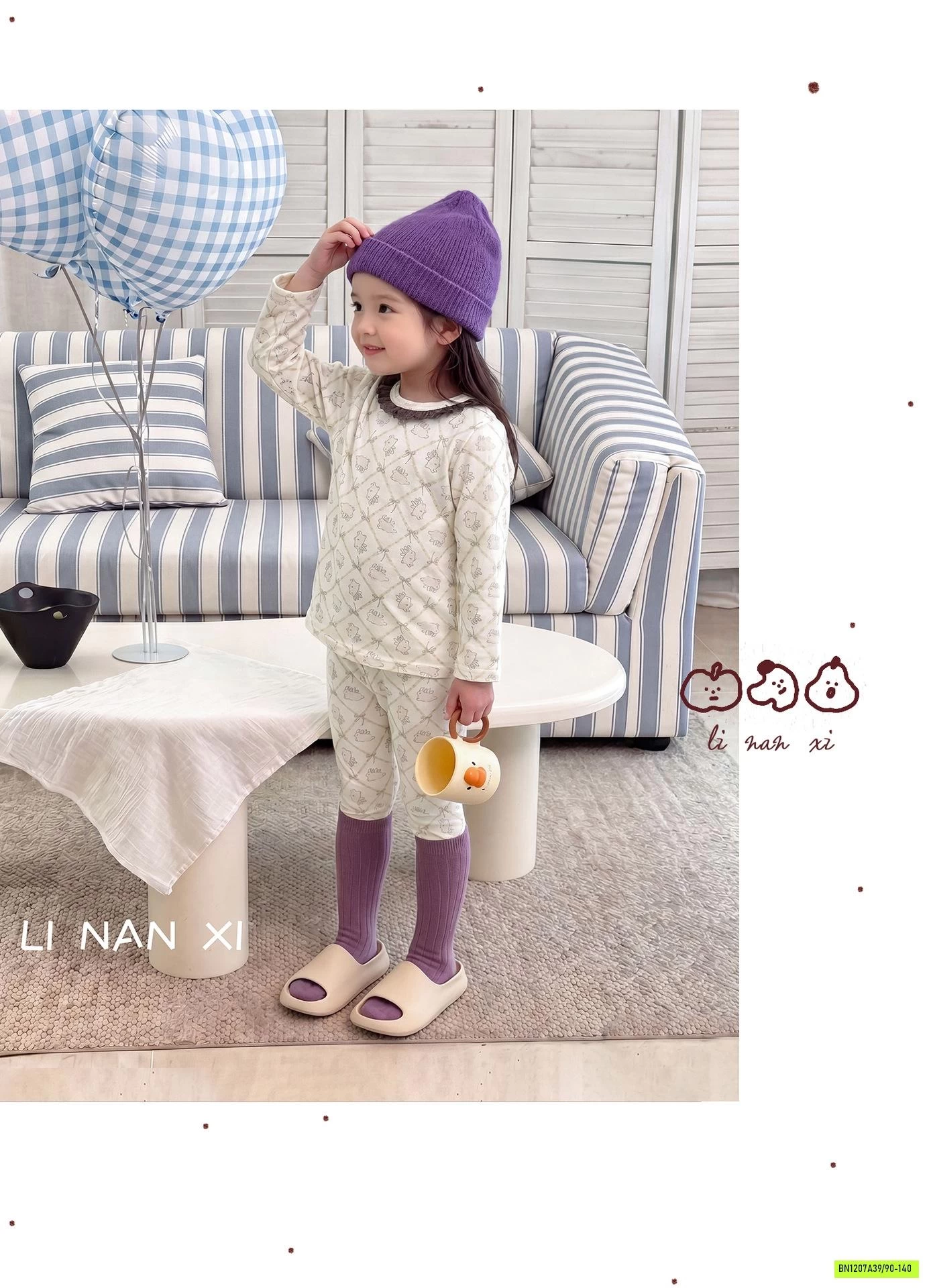 BỘ COTTON GIỮ NHIỆT LINANXI HOA NHÍ