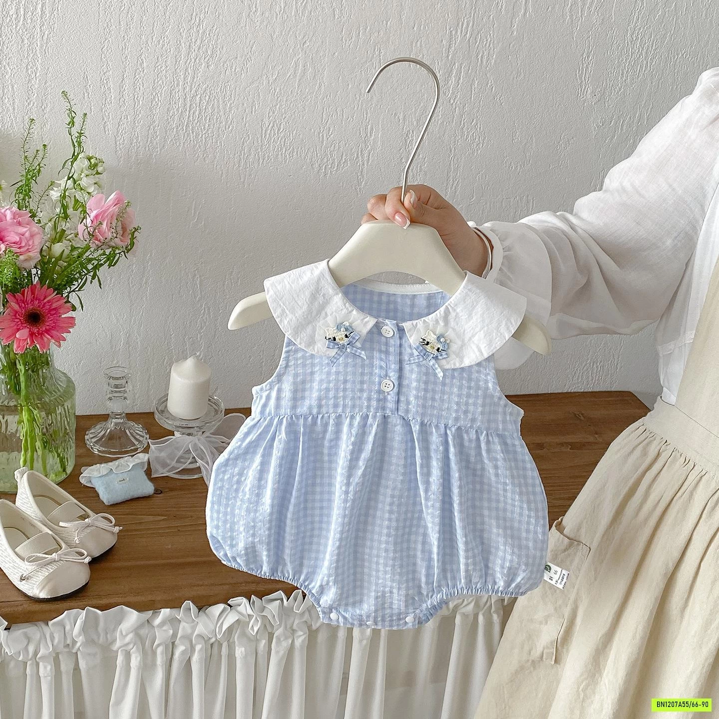 BODY ĐŨI CARO XANH CỔ THÊU