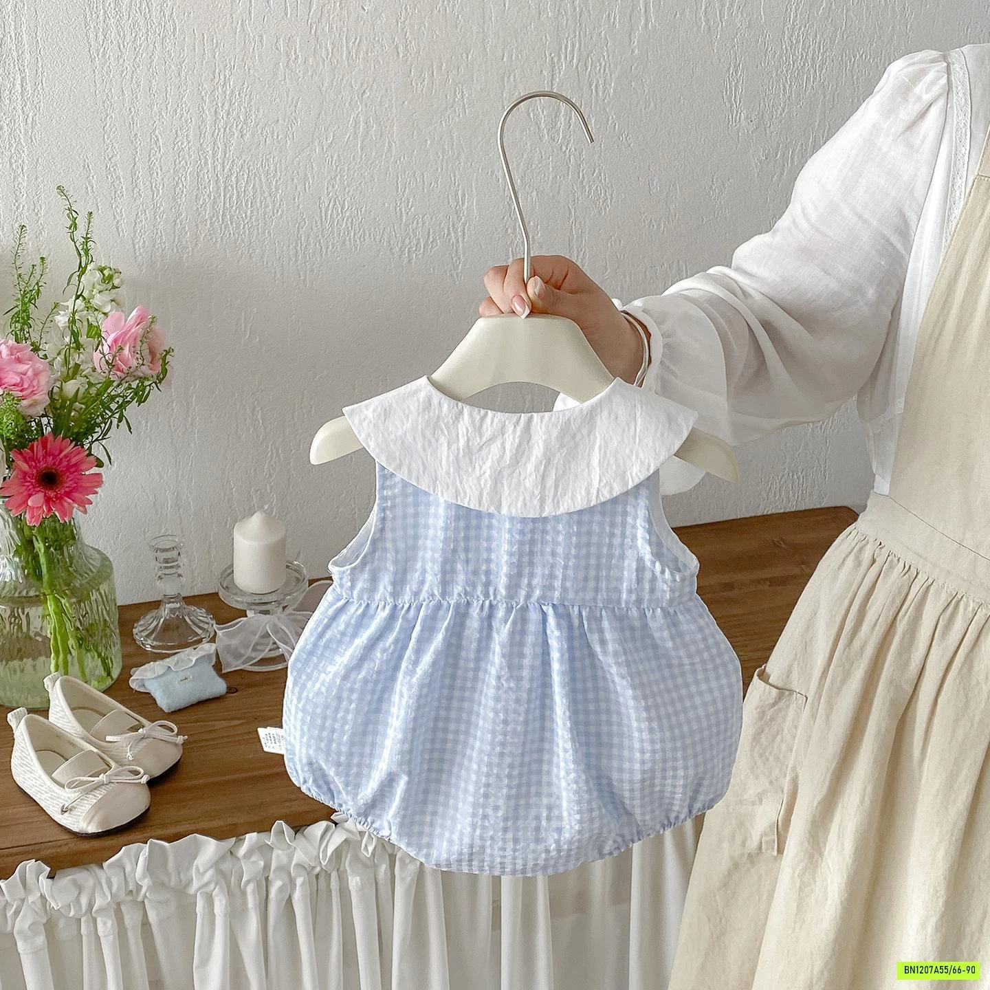 BODY ĐŨI CARO XANH CỔ THÊU