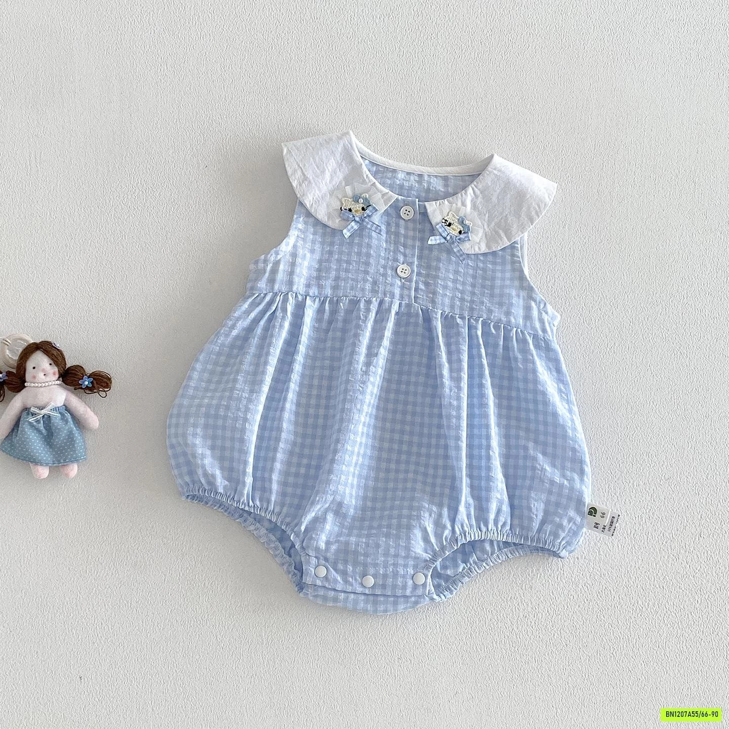 BODY ĐŨI CARO XANH CỔ THÊU