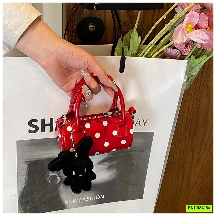 TÚI TRỐNG CHẤM BI KÈM MÓC THỎ