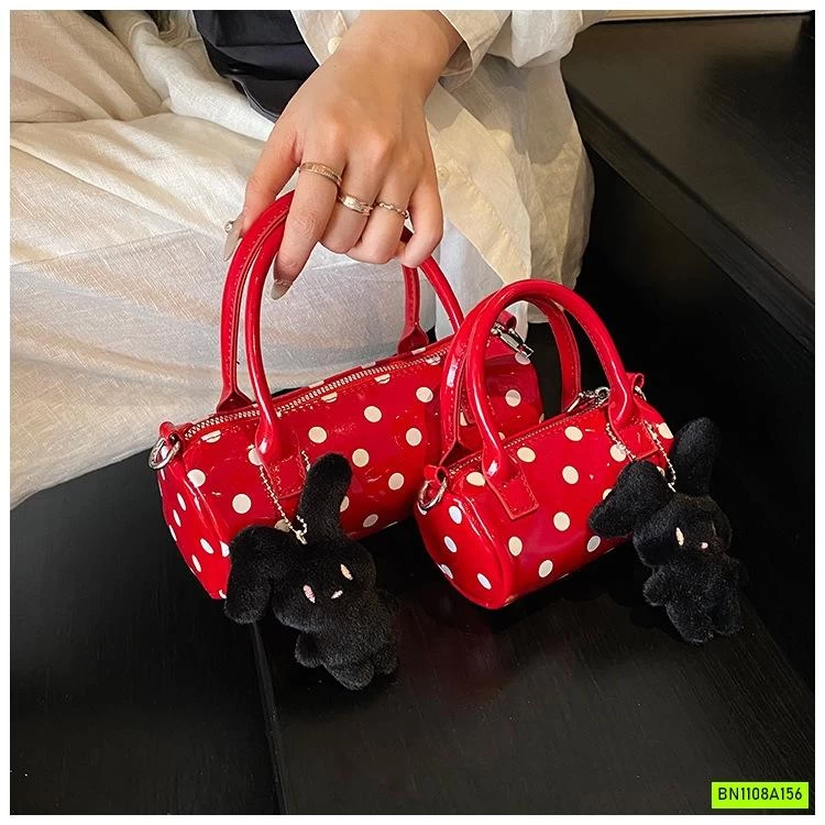 TÚI TRỐNG CHẤM BI KÈM MÓC THỎ