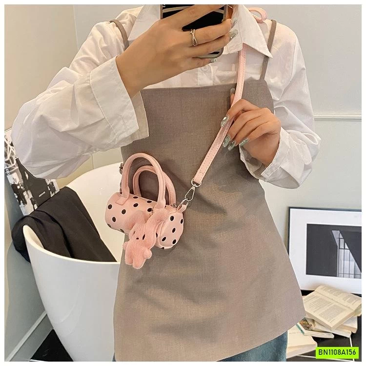 TÚI TRỐNG CHẤM BI KÈM MÓC THỎ