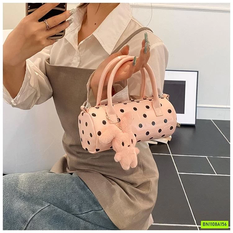 TÚI TRỐNG CHẤM BI KÈM MÓC THỎ