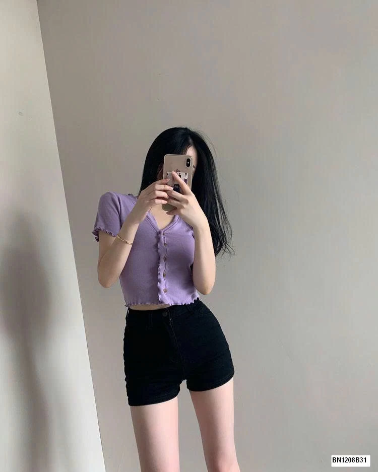 QUẦN SHORT JEAN ĐEN DÁNG NGẮN