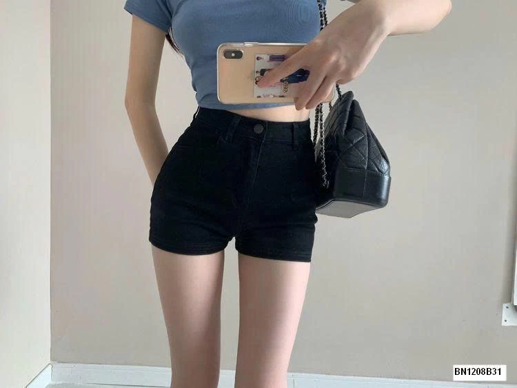 QUẦN SHORT JEAN ĐEN DÁNG NGẮN