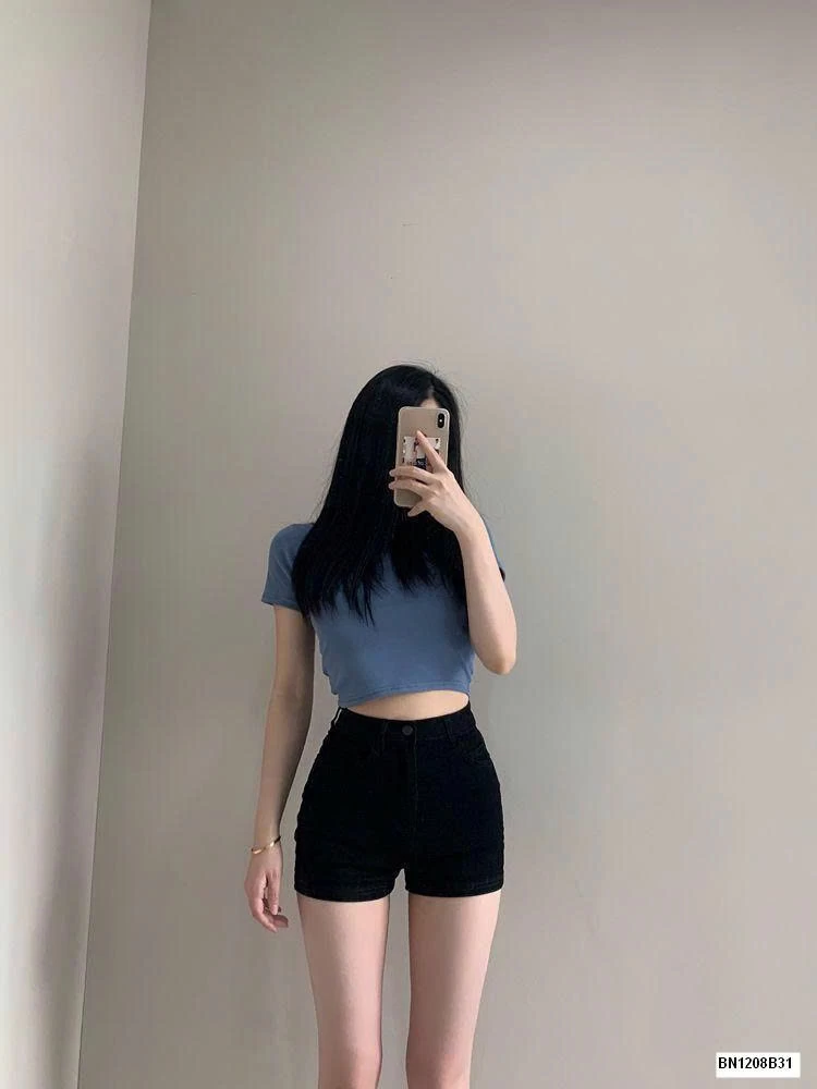 QUẦN SHORT JEAN ĐEN DÁNG NGẮN
