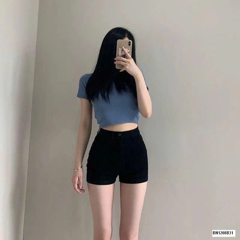 QUẦN SHORT JEAN ĐEN DÁNG NGẮN