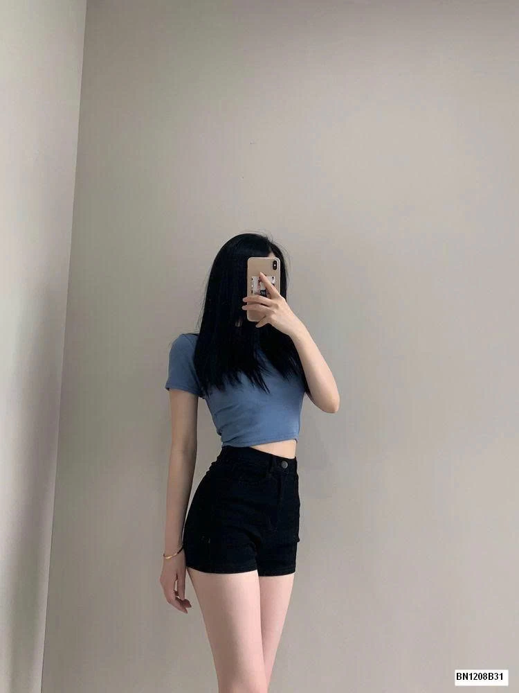 QUẦN SHORT JEAN ĐEN DÁNG NGẮN