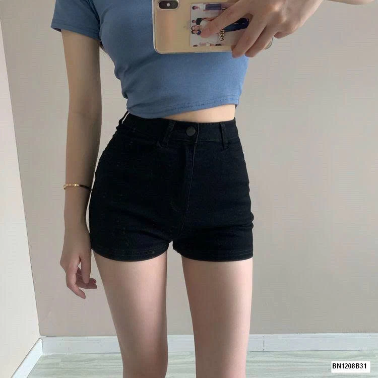 QUẦN SHORT JEAN ĐEN DÁNG NGẮN