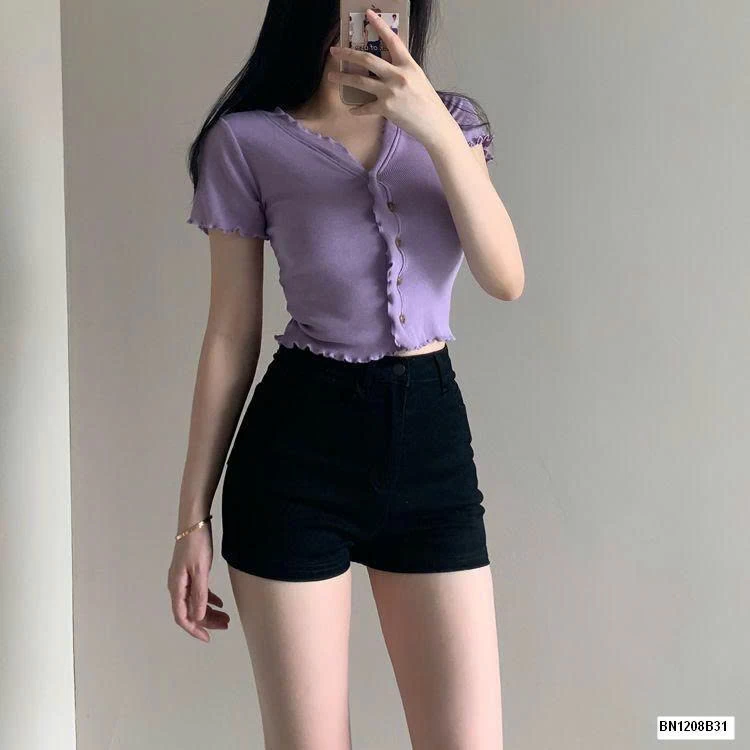 QUẦN SHORT JEAN ĐEN DÁNG NGẮN