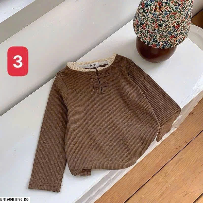 ÁO THUN GÂN VIỀN REN ĐÍNH NƠ